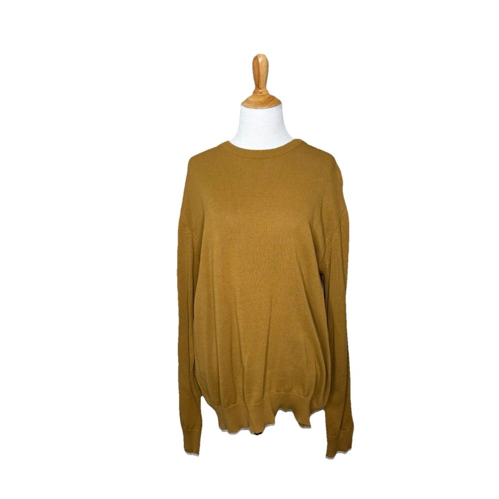Brave Soul London Brown Yellow Pull Over Crew Neck Sweater Size XL Womens